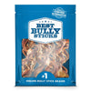 The blue packaging of &quot;Best Bully Sticks&quot; displays visible 10-Inch Curly Bully Sticks (25 Pack), emphasizing them as a natural, single-ingredient rawhide alternative and a top online brand for dog chews.