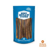 A blue package of Best Bully Sticks&#39; 12-Inch Hickory Smoked Bully Sticks offers a single-ingredient hickory smoked flavor, marketed as a rawhide alternative.