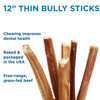 12-Inch Thin Bully Sticks (16 Count) - chewing improves dental.