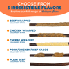 5 irresistible flavors of the 6 Inch Collagen Kabob by Best Bully Sticks to choose from.