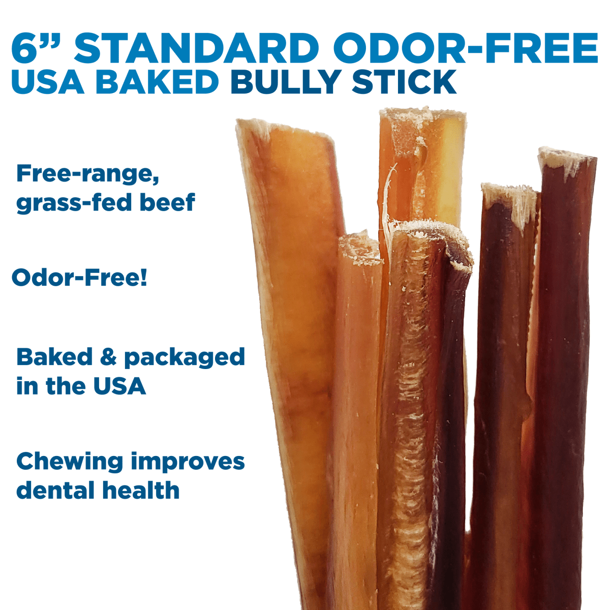 6 Inch Standard USA Baked Odor Free Bully Stick Best Bully Sticks