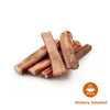 A collection of 6-Inch Thick Hickory Smoked Bully Sticks from Best Bully Sticks, crafted from premium grass-fed beef, rests on a pristine white background. An icon featuring a grill with the words &quot;Hickory Smoked&quot; in the lower right corner accentuates the rich flavor of these gourmet dog chews.