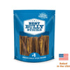 The 6-Inch Thick USA-Baked Odor-Free Bully Stick by Best Bully Sticks has a &quot;#1 Online Bully Stick Brand&quot; logo and a small USA flag with &quot;Baked in the USA,&quot; emphasizing its high digestibility for your dog&#39;s delight.