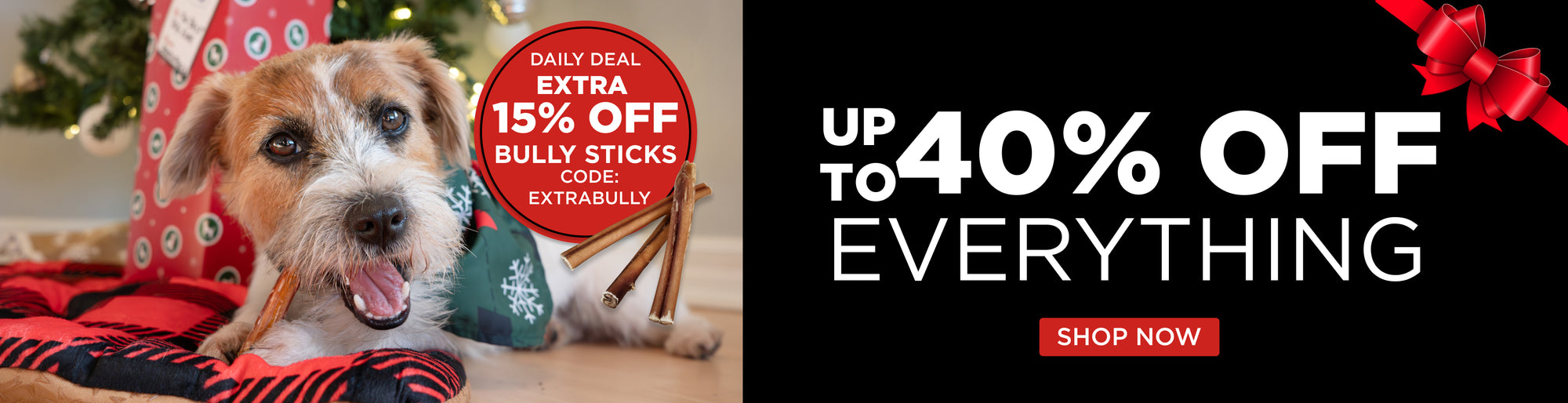 up to 40% off EVERTHING and extra 15% off bully sticks