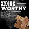 A black and white Hickory Smoked Beef Gullet Strips 5-6 Inch 10 Pack poster with the words smoke worthy by Best Bully Sticks.