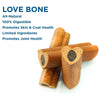 A Love Bone Heart Shaped Dog Chew with the brand name Best Bully Sticks.